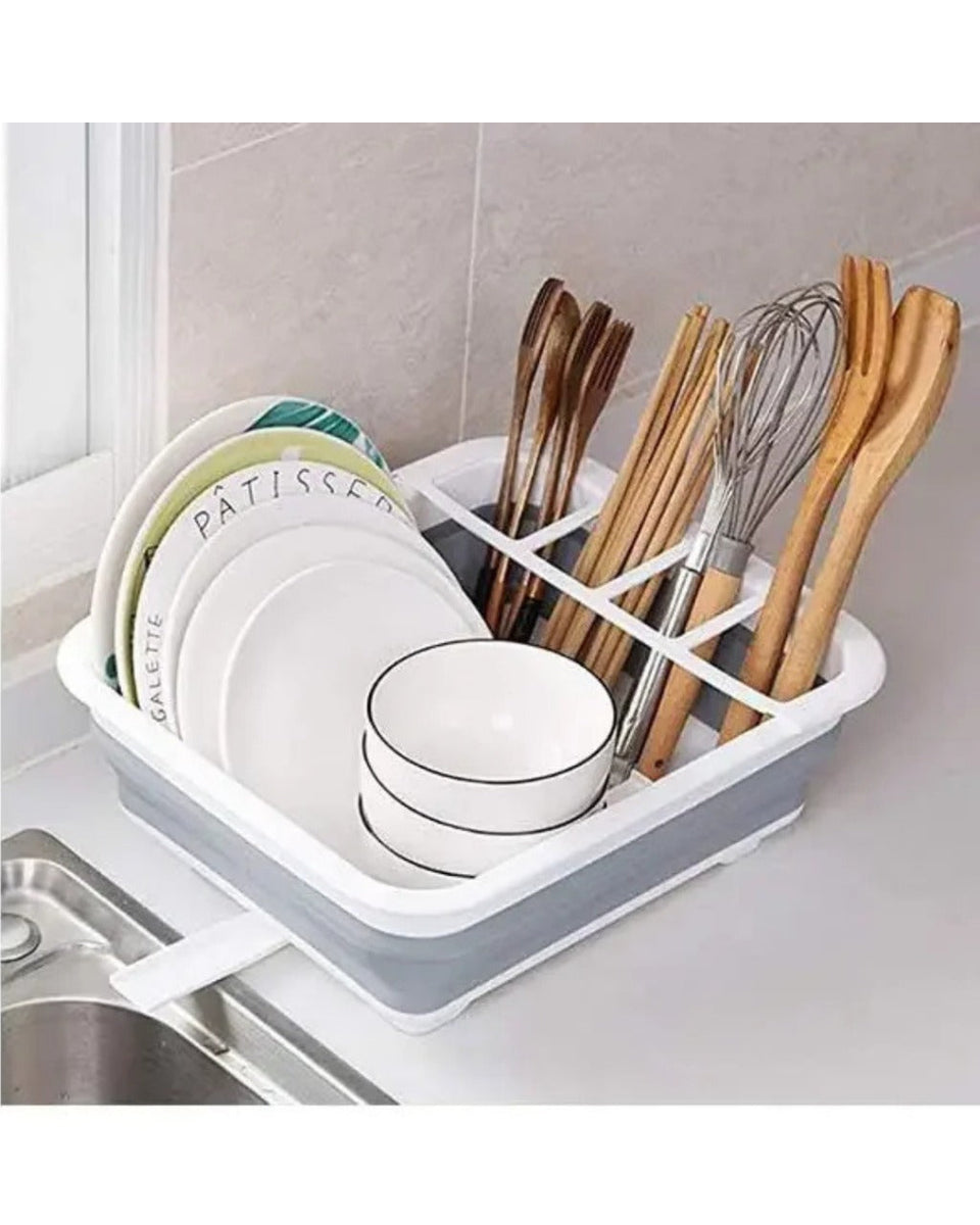 Rack Dobrável de Secagem para Louça em Silicone  Portátil e Prático