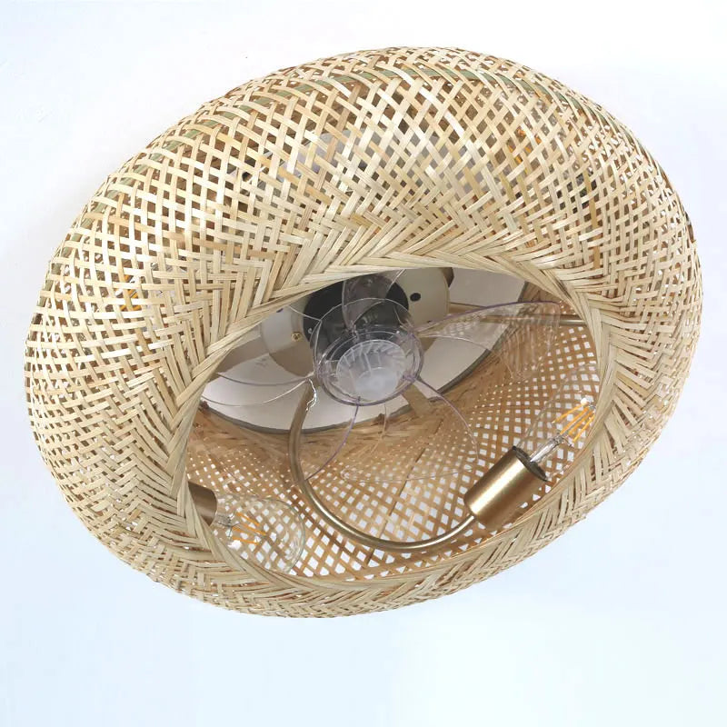 Luminária com Ventilador de teto moderno em Bambu - ZenithBreeze - Bambu Breeze Edition