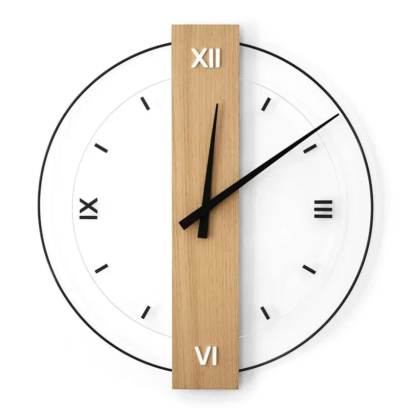 Relógio de Parede Decorativo Moderno de Madeira - WoodCraft Elite