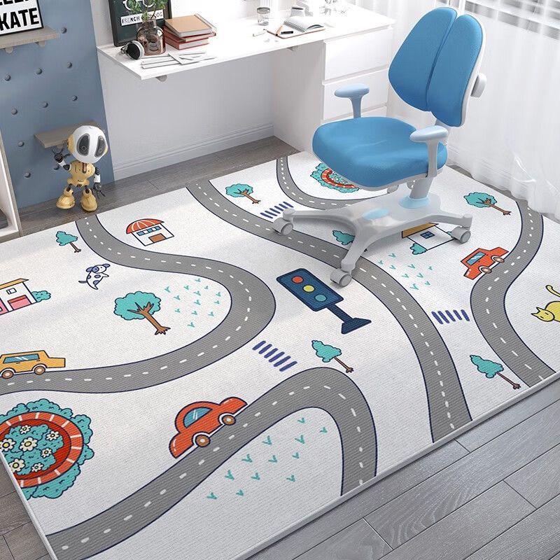 Tapete retangular para quarto infantil antiderrapante