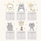 Adesivos decorativos infantis para interruptor e tomadas - Animais Fofinhos - Kit com 6