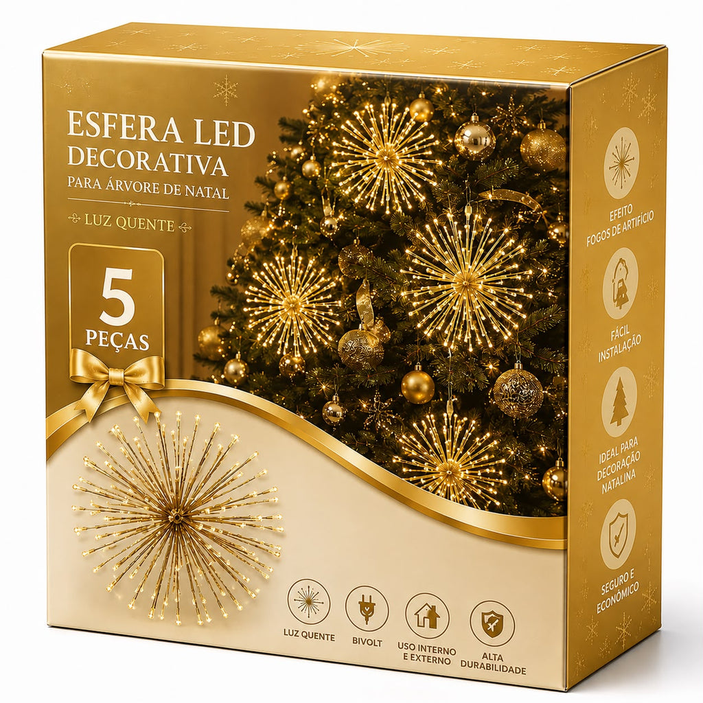 Esfera LED Decorativa Para Árvore de Natal 5 PEÇAS