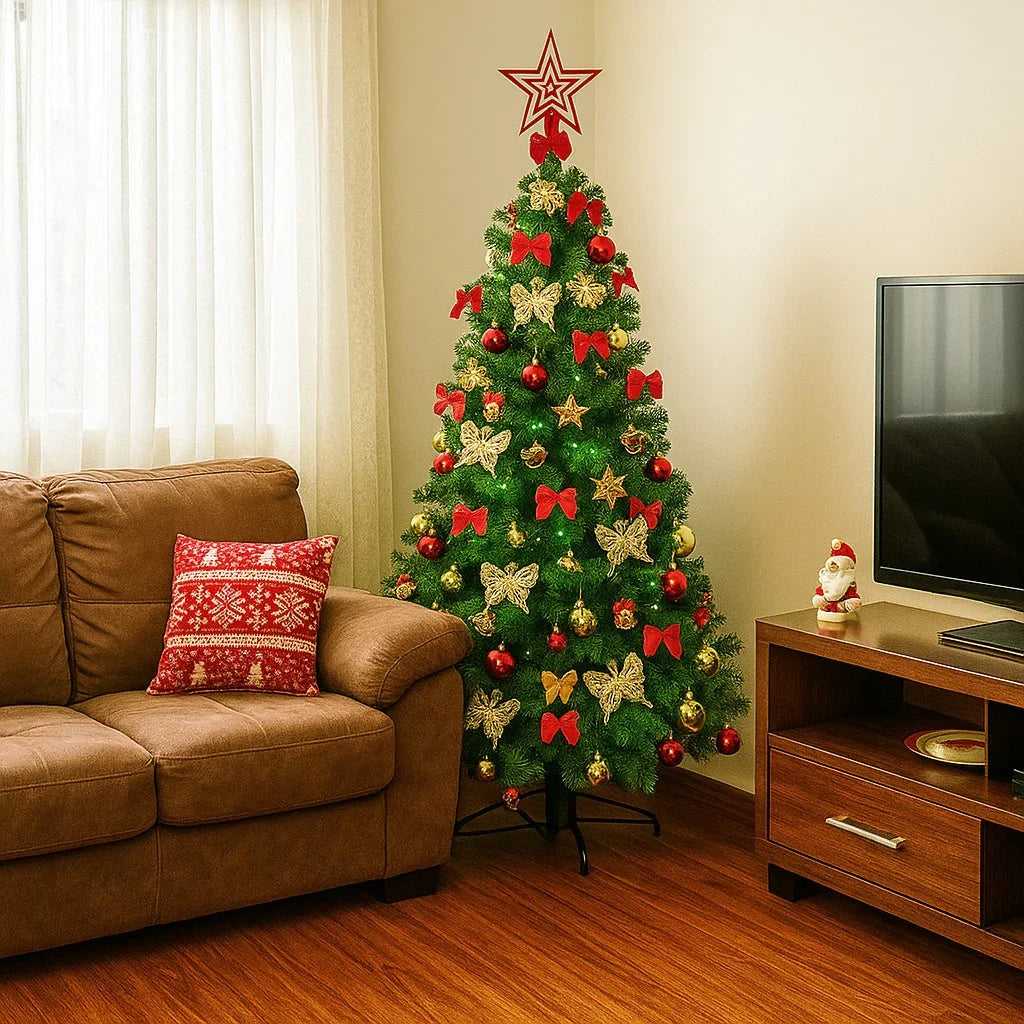 Kit Completo de Árvore de Natal 1,5m com 84 Enfeites