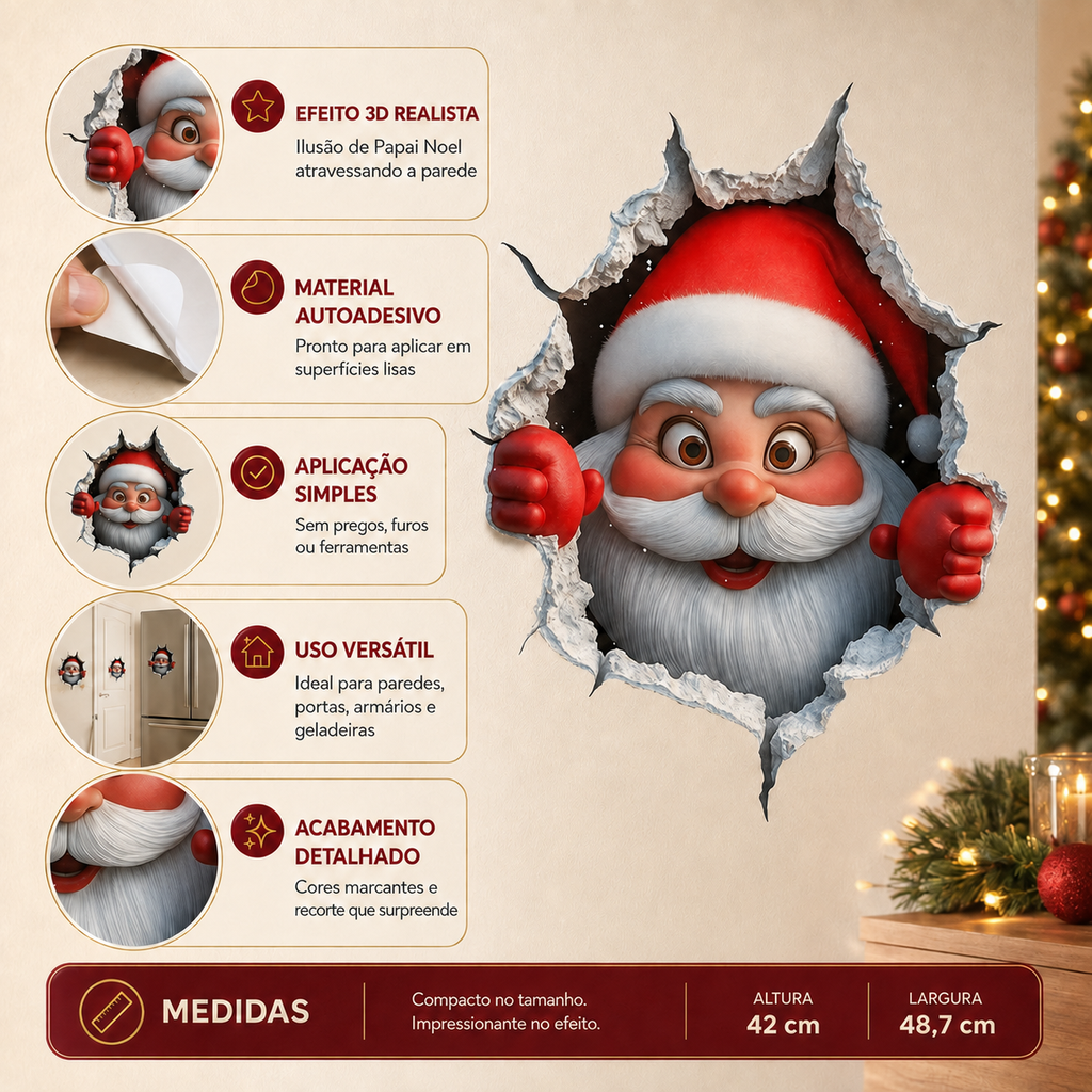 Papai Noel – Adesivo Natalino 3D