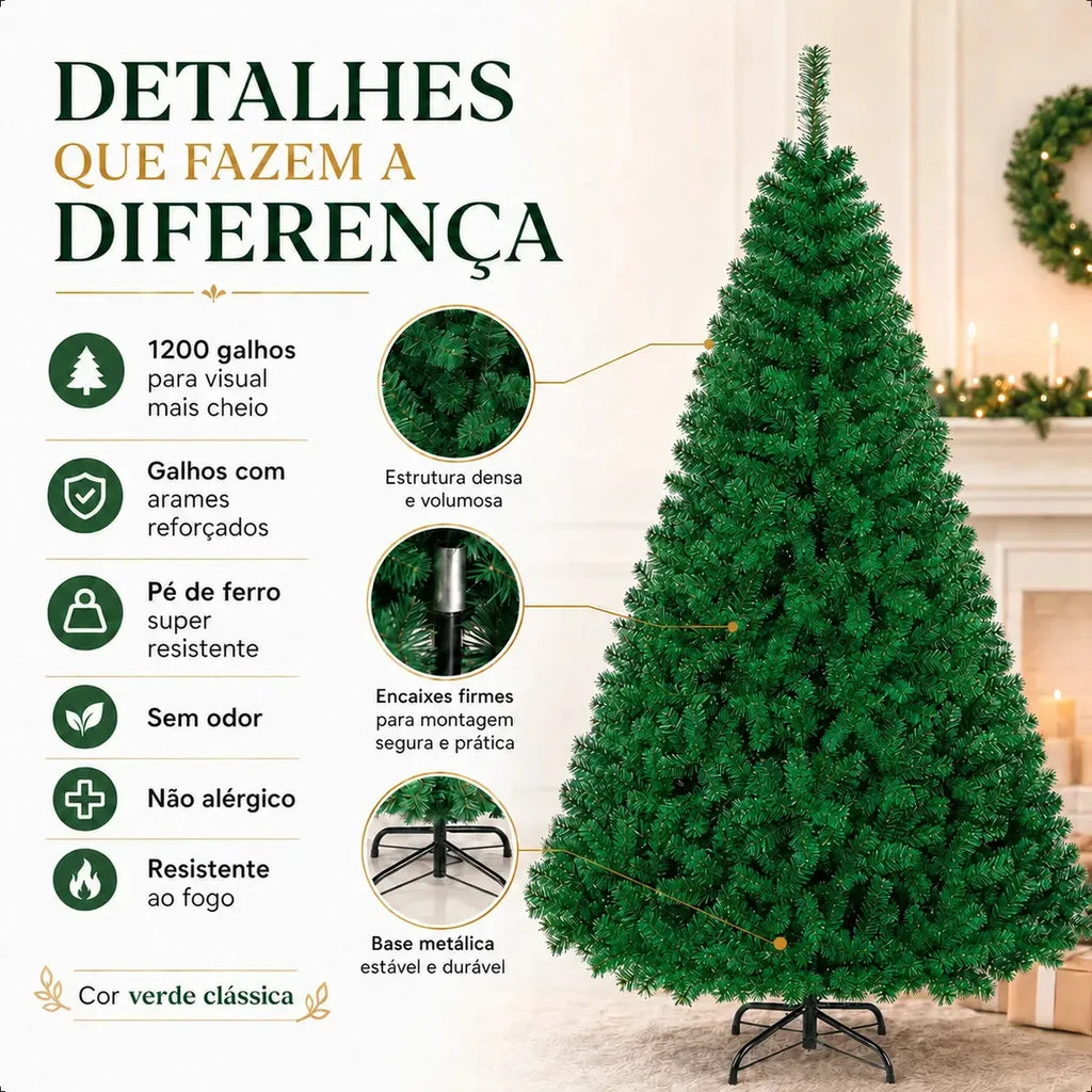 Árvore de Natal  Base Metal Pinheiro Tradicional