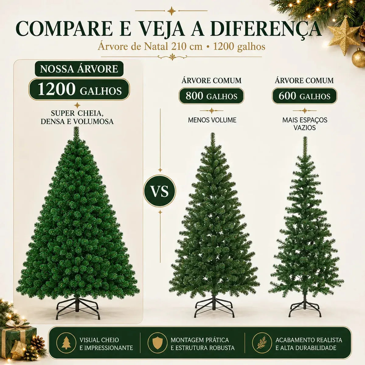 Árvore de Natal  Base Metal Pinheiro Tradicional