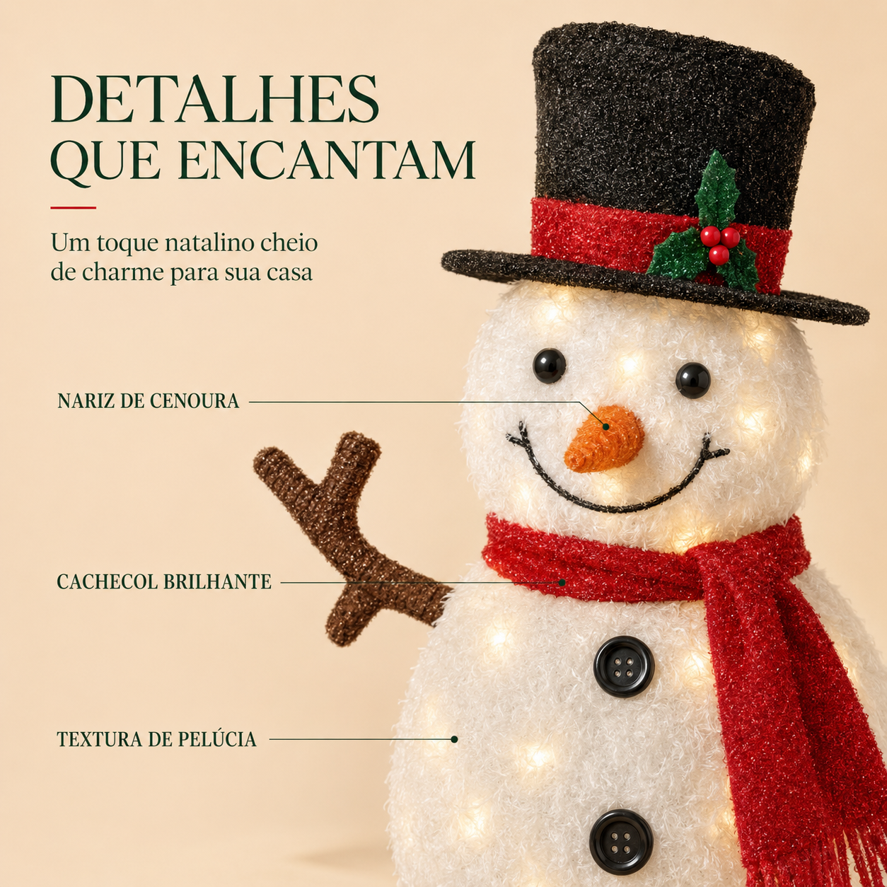 Família de Bonecos de Neve Iluminada – Encanto de Natal