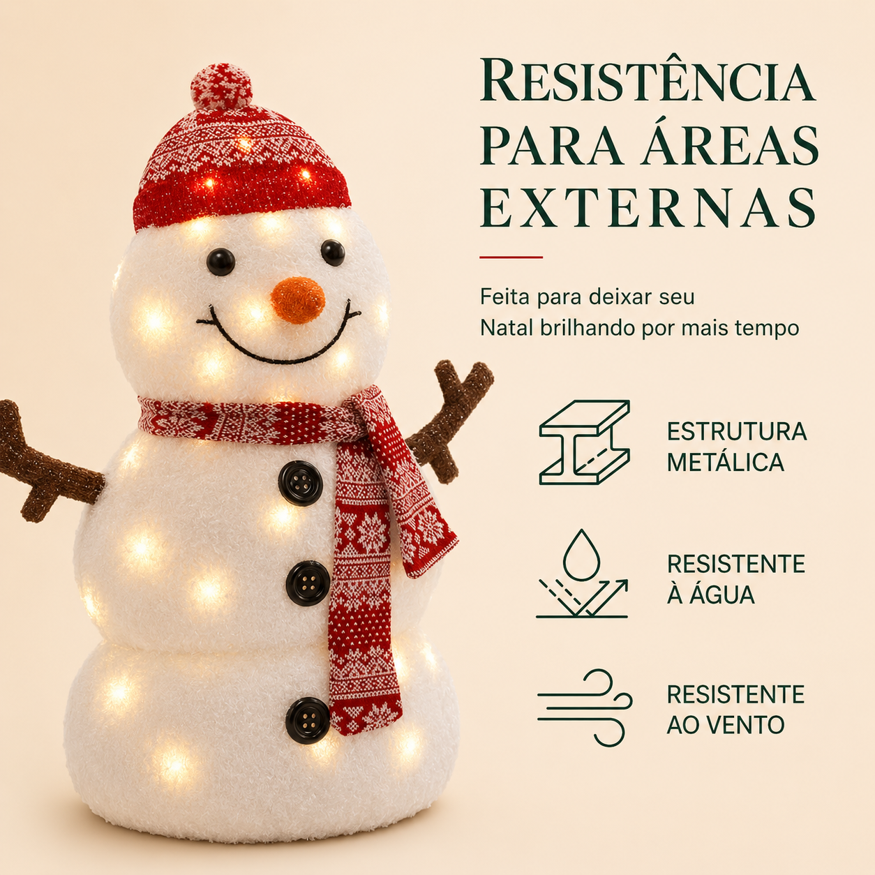 Família de Bonecos de Neve Iluminada – Encanto de Natal
