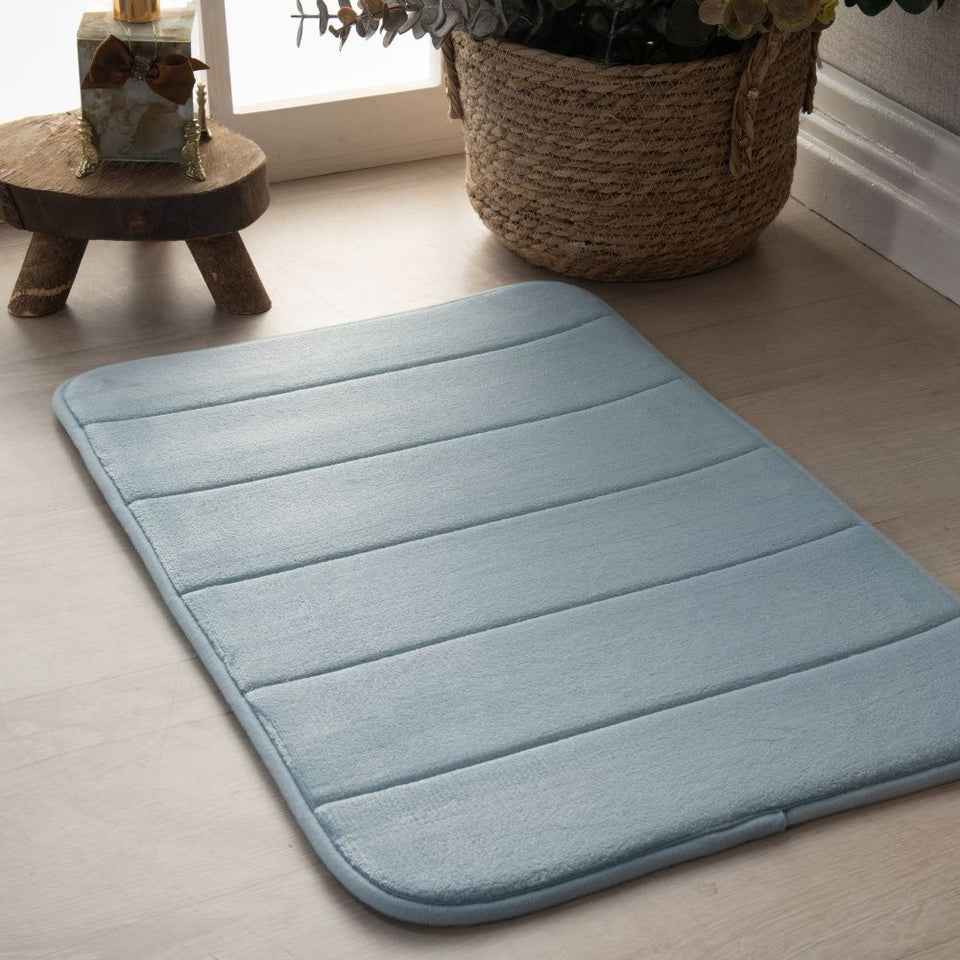 Tapete Ultra Absorvente 60x40cm Soft Antiderrapante 100% Poliéster Azul Claro
