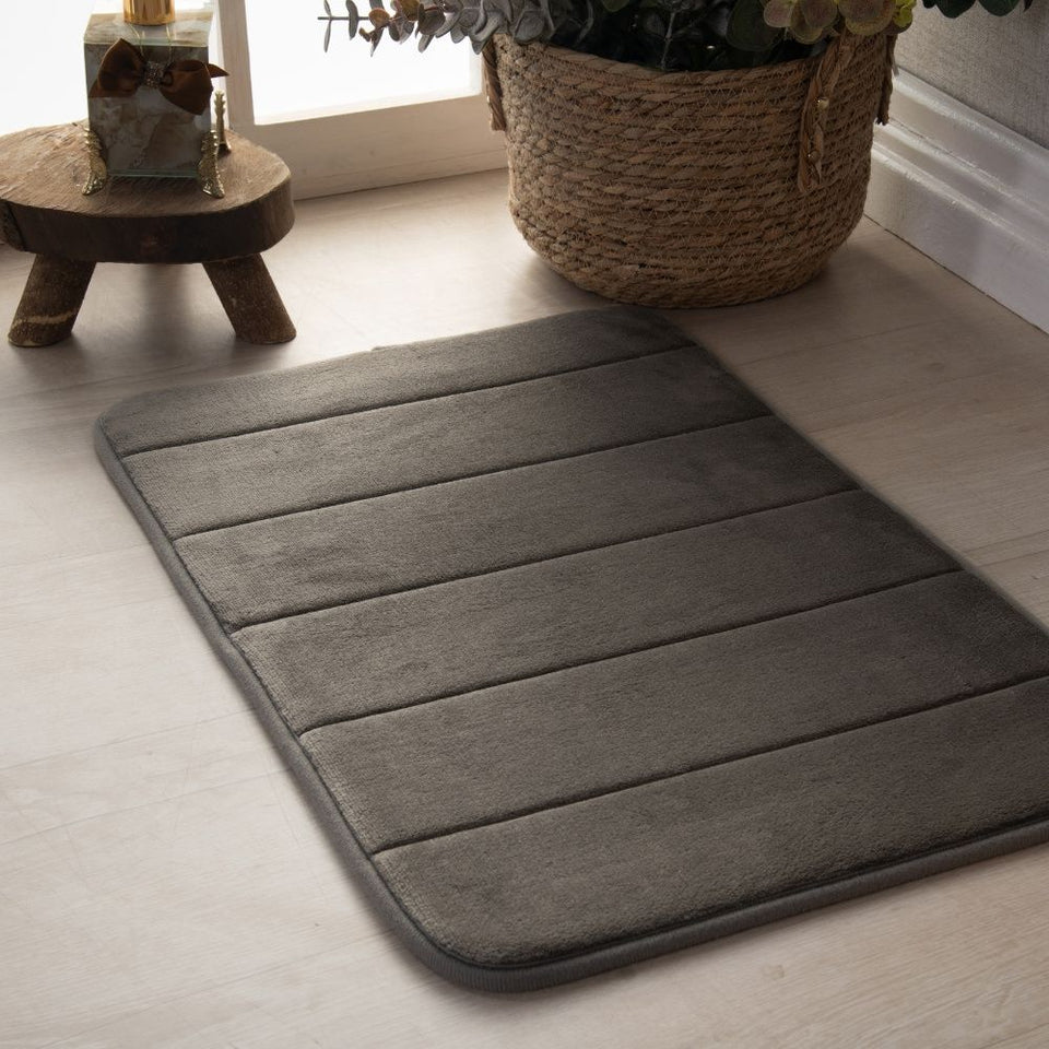 Tapete Ultra Absorvente 60x40cm Soft Antiderrapante 100% Poliéster Chumbo